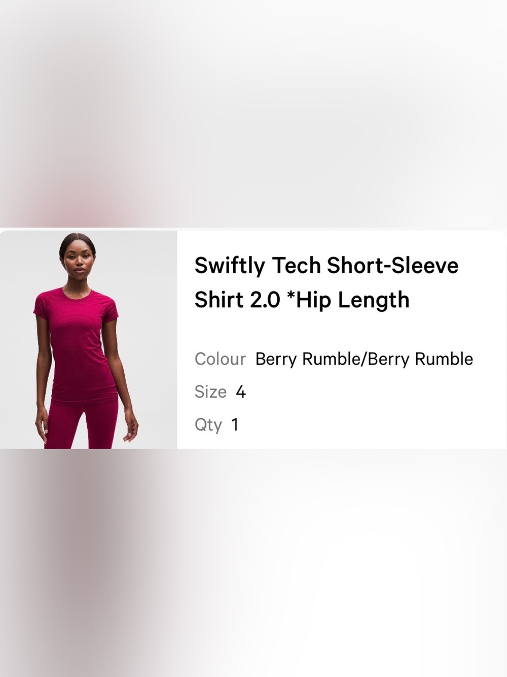 Lululemon Swiftly Tech Short-Sleeve Shirt 2.0 *Hip Length in Berry Rumble